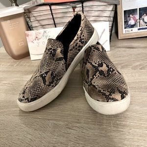 Snakeskin slip on shoes
